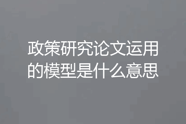 政策研究论文运用的模型是什么意思