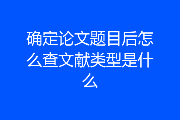 确定论文题目后怎么查文献类型是什么