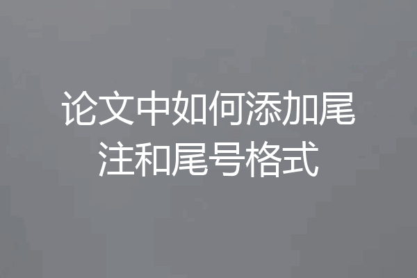 论文中如何添加尾注和尾号格式