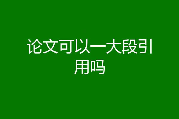 论文可以一大段引用吗