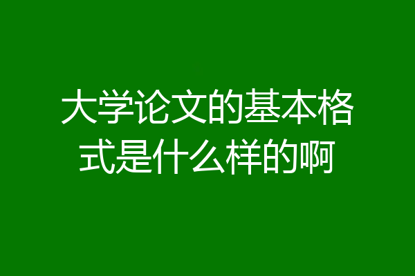 大学论文的基本格式是什么样的啊