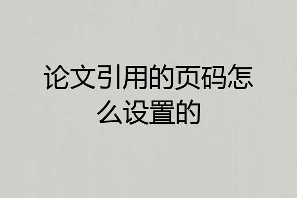 论文引用的页码怎么设置的