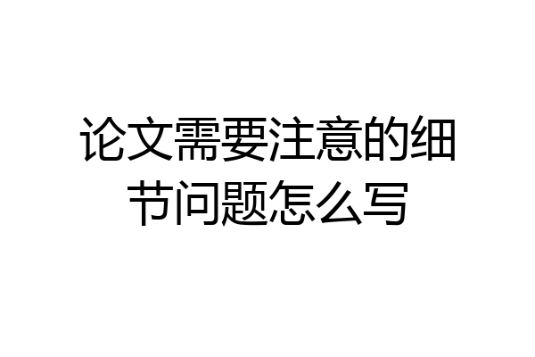 论文需要注意的细节问题怎么写