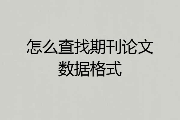 怎么查找期刊论文数据格式