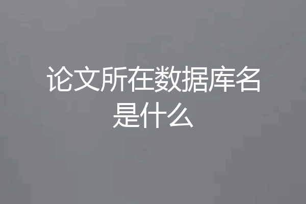 论文所在数据库名是什么