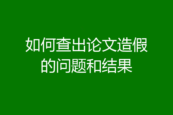 如何查出论文造假的问题和结果
