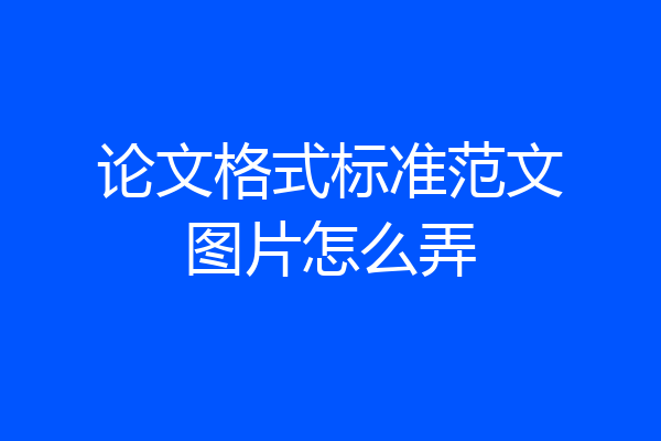 论文格式标准范文图片怎么弄