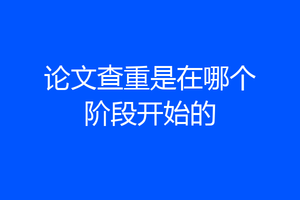 论文查重是在哪个阶段开始的