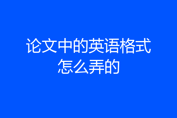 论文中的英语格式怎么弄的