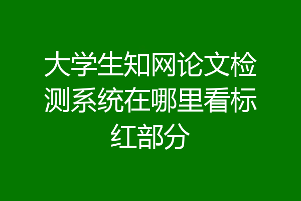大学生知网论文检测系统在哪里看标红部分