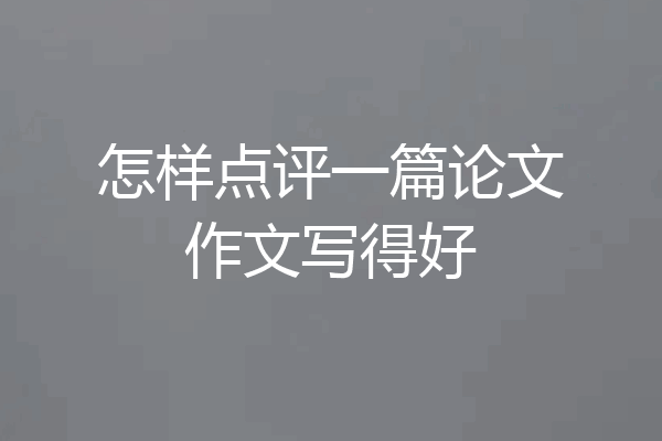 怎样点评一篇论文作文写得好