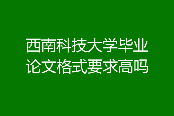 西南科技大学毕业论文格式要求高吗