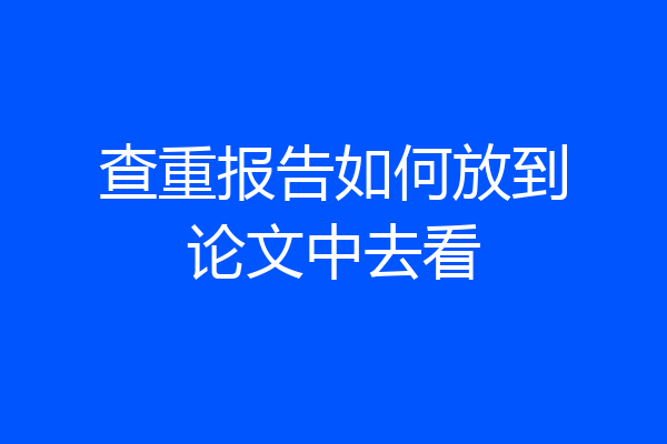 查重报告如何放到论文中去看
