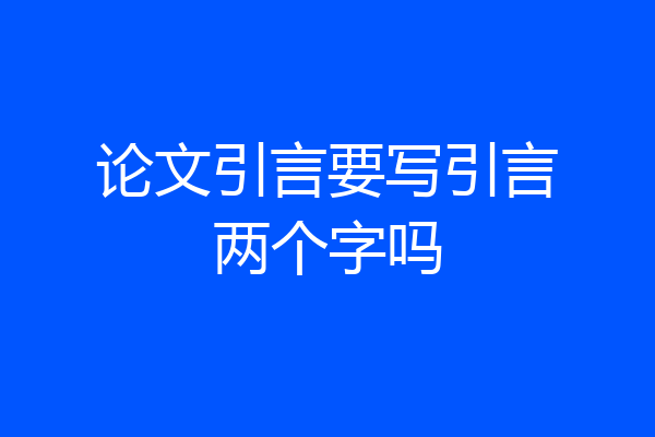 论文引言要写引言两个字吗