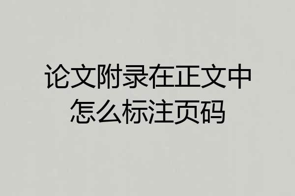 论文附录在正文中怎么标注页码