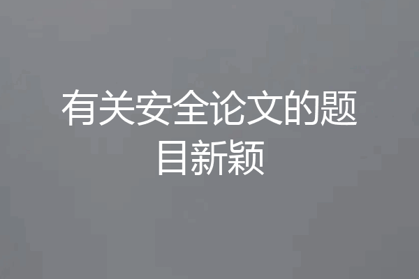 有关安全论文的题目新颖