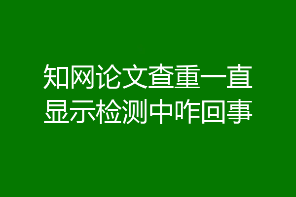 知网论文查重一直显示检测中咋回事