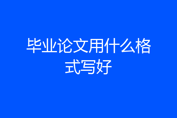 毕业论文用什么格式写好