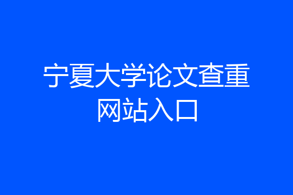 宁夏大学论文查重网站入口