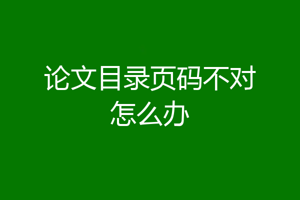 论文目录页码不对怎么办