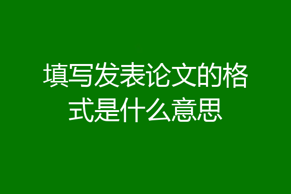 填写发表论文的格式是什么意思