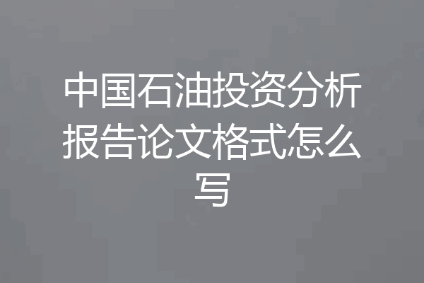 中国石油投资分析报告论文格式怎么写