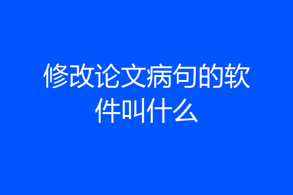 修改论文病句的软件叫什么