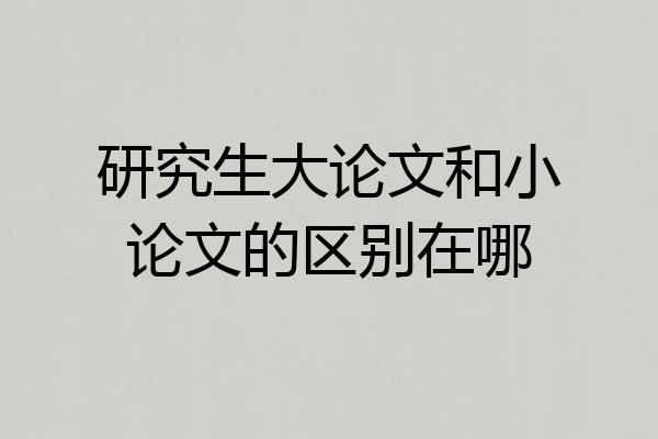 研究生大论文和小论文的区别在哪