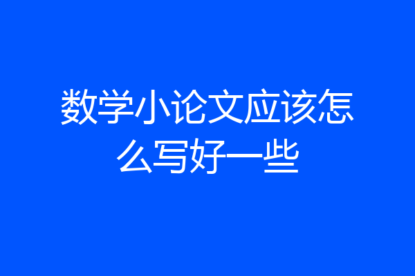 数学小论文应该怎么写好一些
