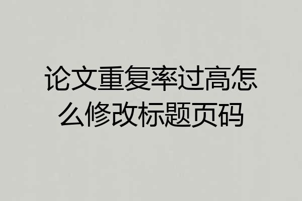 论文重复率过高怎么修改标题页码