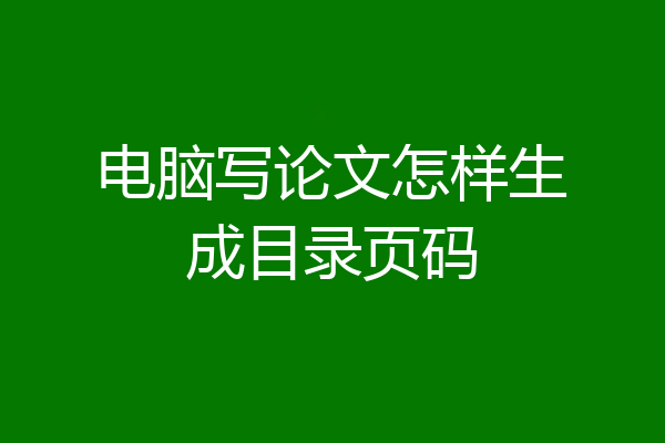 电脑写论文怎样生成目录页码