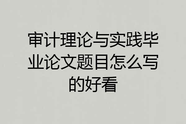 审计理论与实践毕业论文题目怎么写的好看