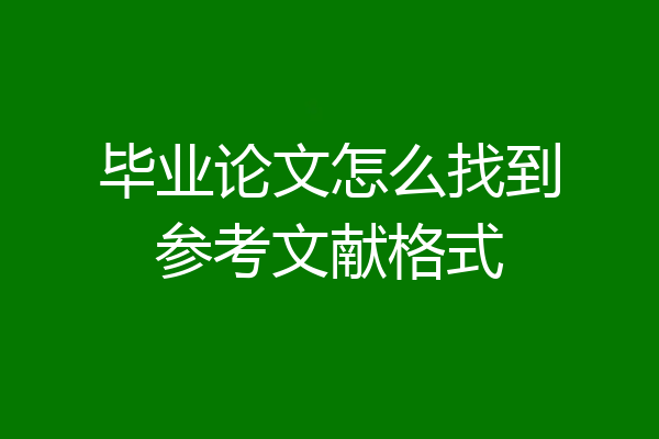 毕业论文怎么找到参考文献格式