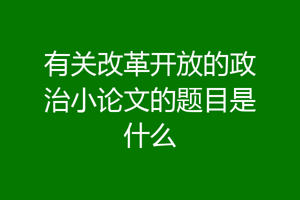 有关改革开放的政治小论文的题目是什么