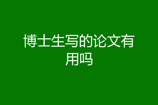 博士生写的论文有用吗