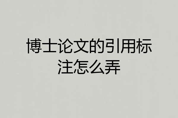博士论文的引用标注怎么弄