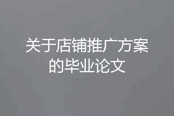 关于店铺推广方案的毕业论文