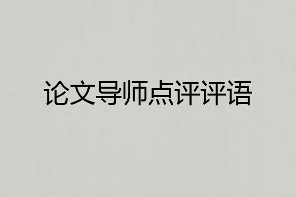 论文导师点评评语
