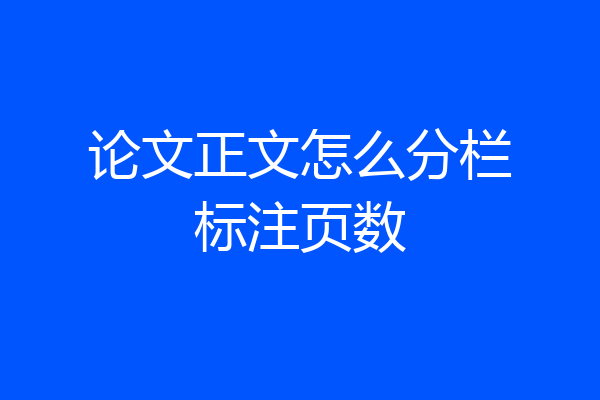 论文正文怎么分栏标注页数