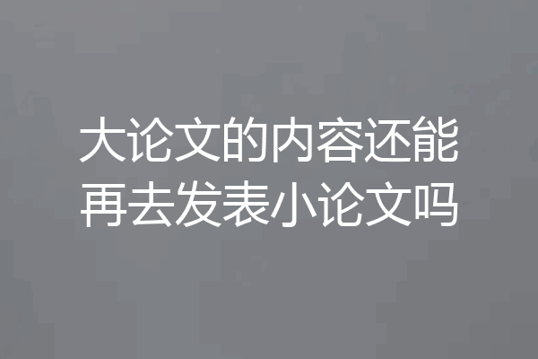 大论文的内容还能再去发表小论文吗