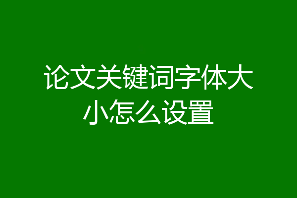 论文关键词字体大小怎么设置