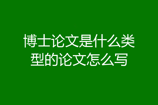 博士论文是什么类型的论文怎么写