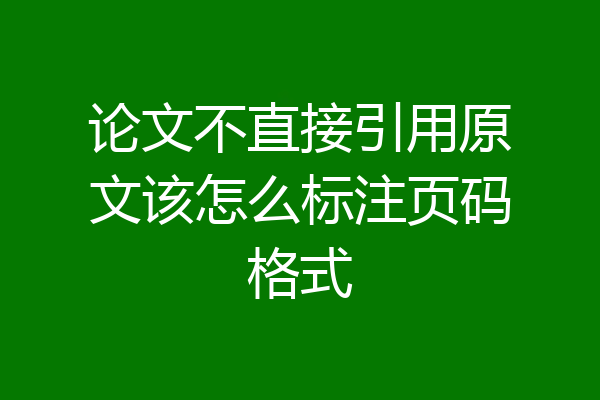 论文不直接引用原文该怎么标注页码格式