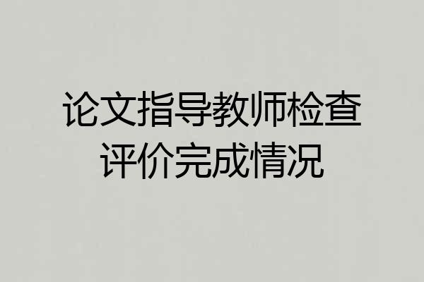 论文指导教师检查评价完成情况