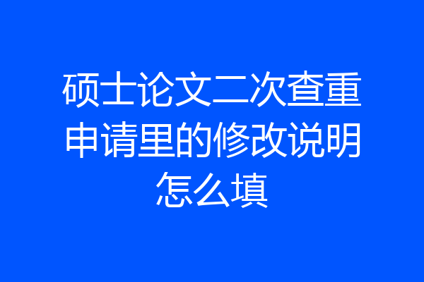 硕士论文二次查重申请里的修改说明怎么填