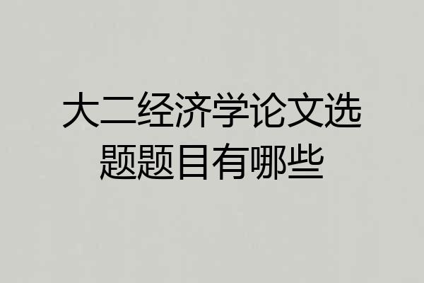 大二经济学论文选题题目有哪些