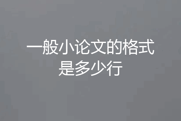 一般小论文的格式是多少行