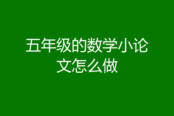 五年级的数学小论文怎么做