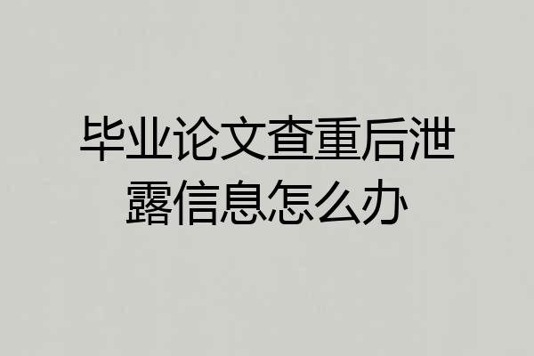毕业论文查重后泄露信息怎么办