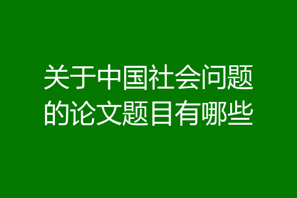 关于中国社会问题的论文题目有哪些